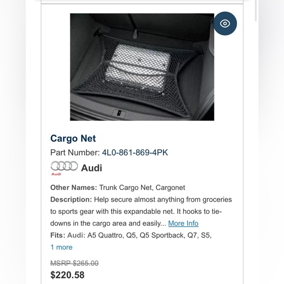 OEM Audi rear cargo net - Picture 2 of 2